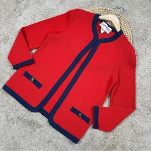 Castleberry Women’s Vintage Cardigan Knit Sweater Longsleeve in Red Size 8